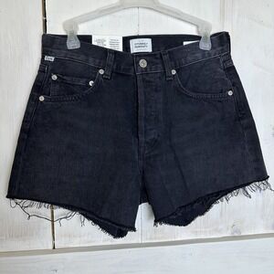 Citizens Of Humanity Annabelle Long Cutoff Short Relaxed Vintage Black Sea Sz 25